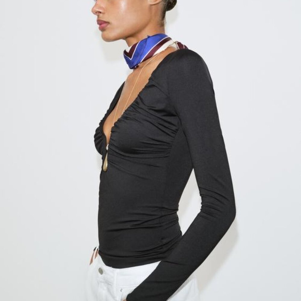 ZARA DRAPED POLYAMIDE TOP - Picture 3 of 9